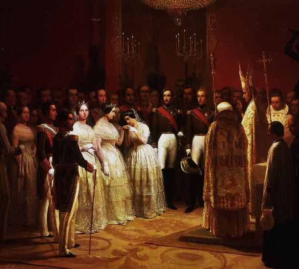 Matrimonio de Isabel II y la infanta María Luisa con Francisco de Asís y el duque de Montpensier, respectivamente