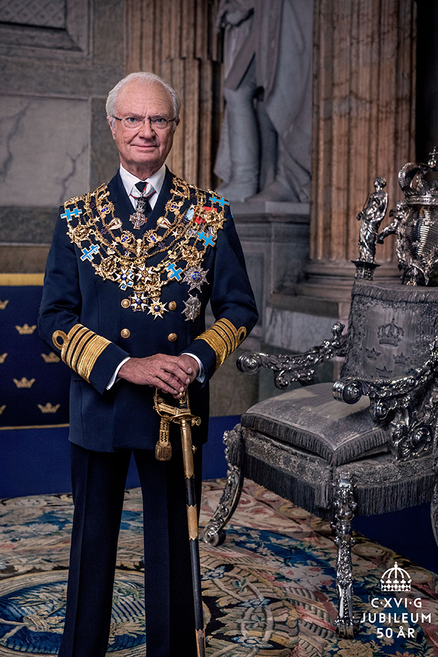 Retrato oficial del Jubileo de Oro de Carlos XV Gustavo de Suecia. Foto: Thron Ullberg/Kungl. Hovstaterna. Fuente: www.kungahuset.se