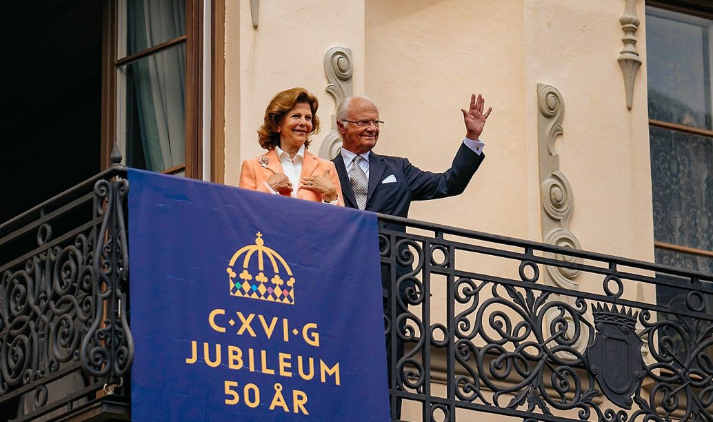 Los Reyes Carlos Gustavo y Silvia de Suecia durante las celebraciones por el Jubileo. Foto: Clément Morin. Fuente: www.kungahuset.se