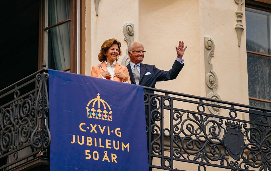 Los Reyes Carlos Gustavo y Silvia de Suecia durante las celebraciones por el Jubileo. Foto: Clément Morin. Fuente: www.kungahuset.se